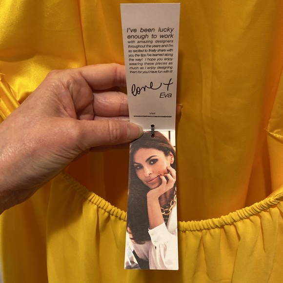 NWT New York & Co Eva Mendes Collection Golden Yellow Blouse Halter Top - Picture 13 of 16